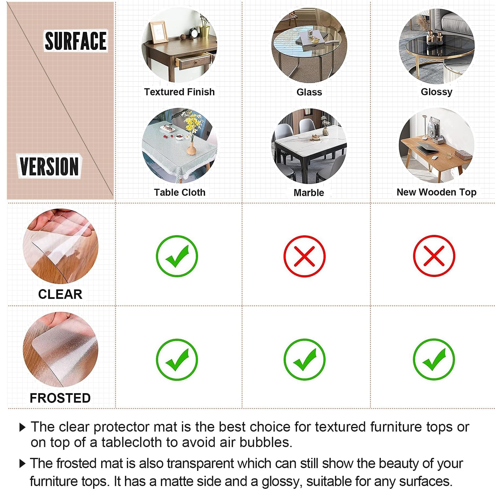 LovePads scratch-resistant protector for wooden, marble, and glass tables.