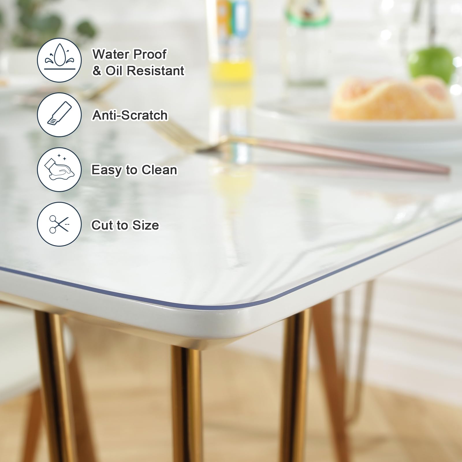 LovePads clear desk mat 16x48 dining use view highlights heat resistance.