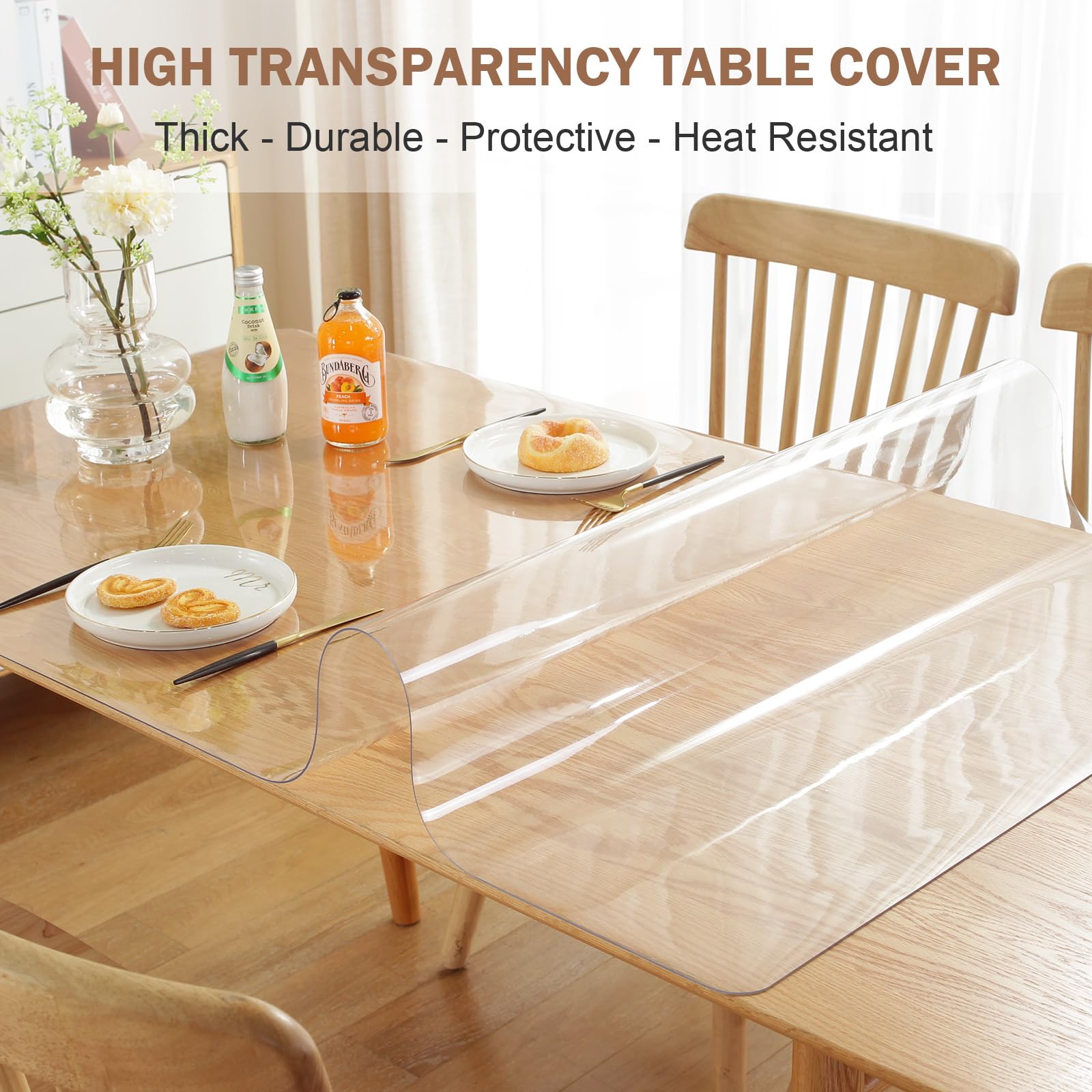 LovePads clear table cover on dining table during meals