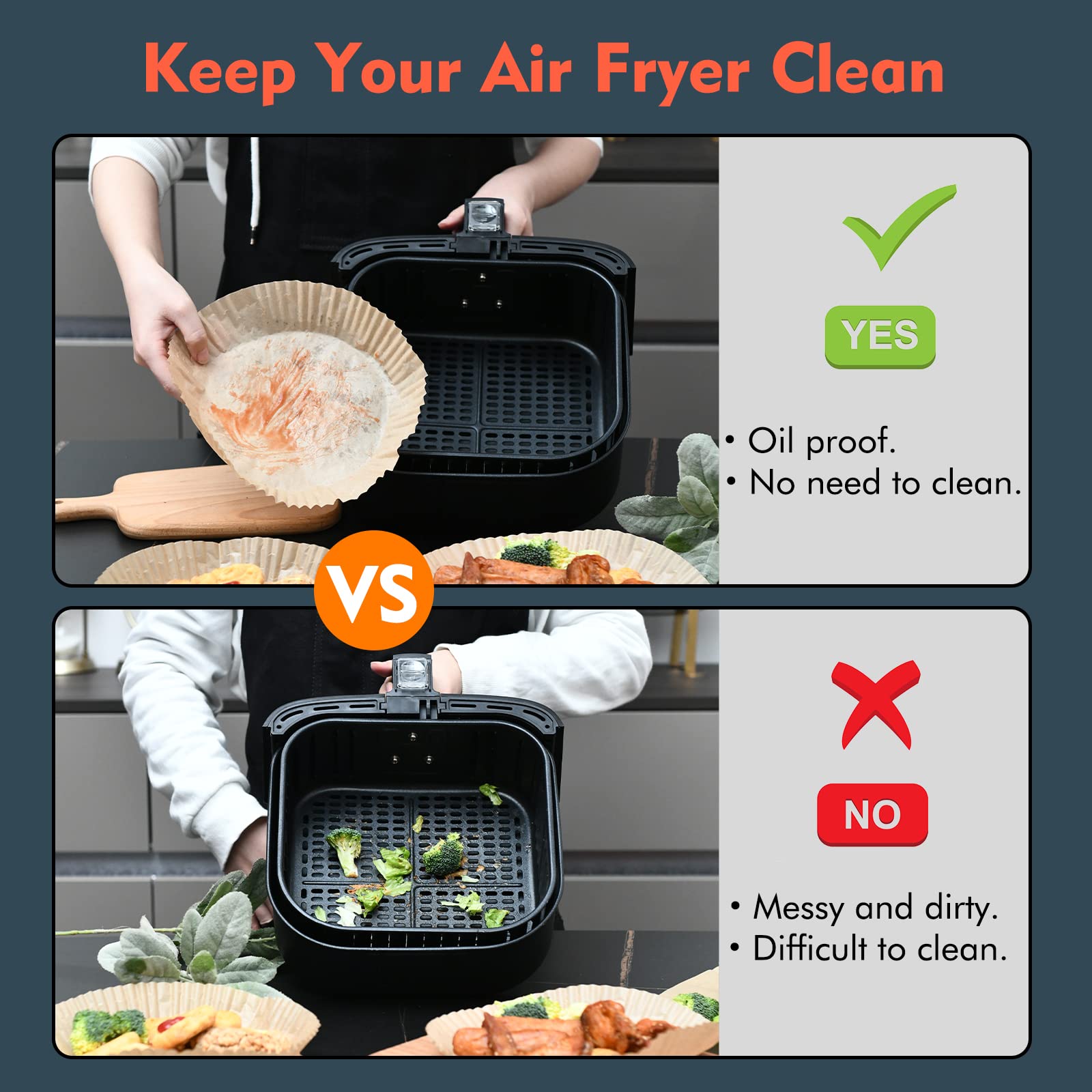 Loveuing rectangular liner with a 4.5 cm edge guards fryer sides.