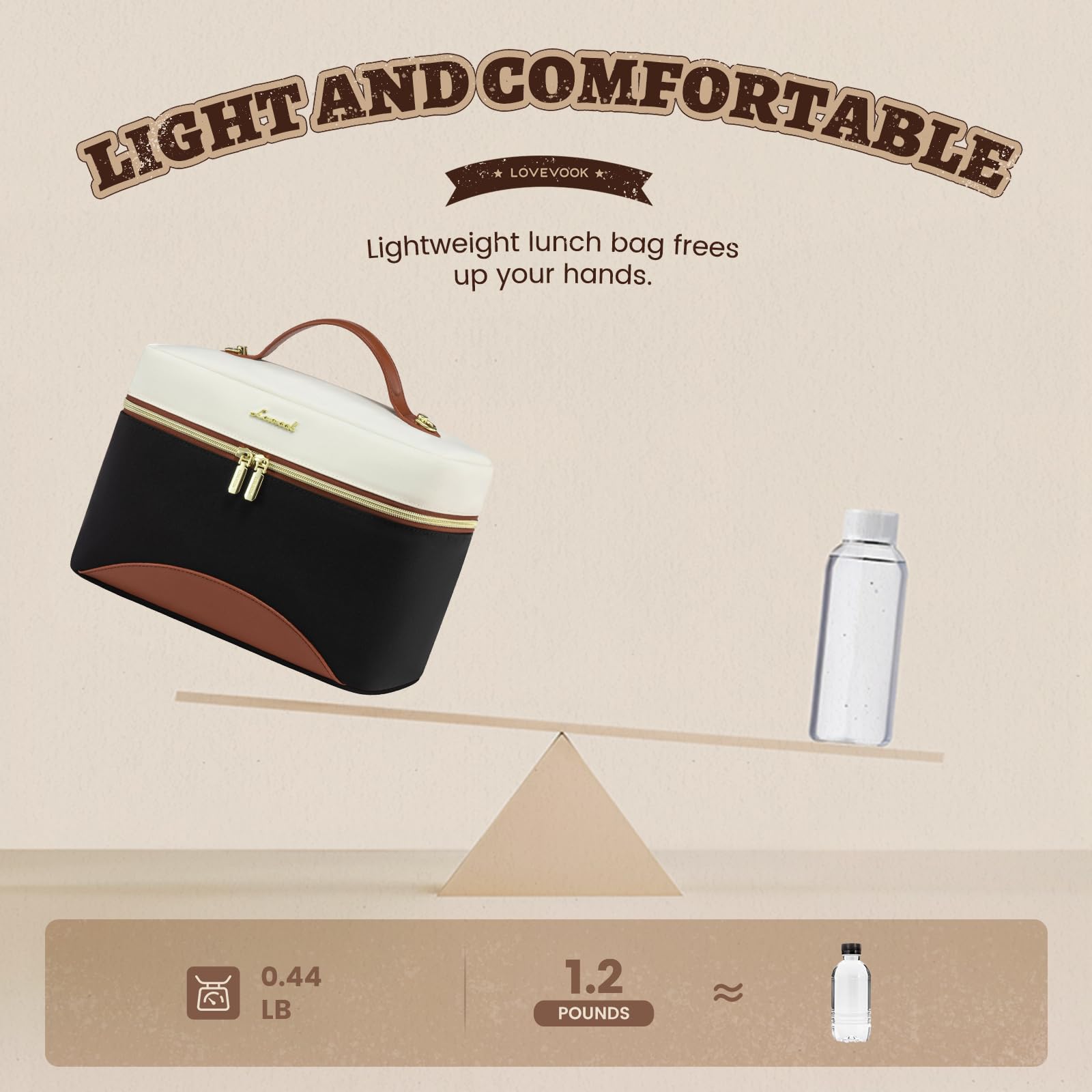 LOVEVOOK adjustable shoulder strap and leather handle offer versatile carry options.