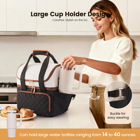 LOVEVOOK lunch bag showing double-deck design for organized meals.