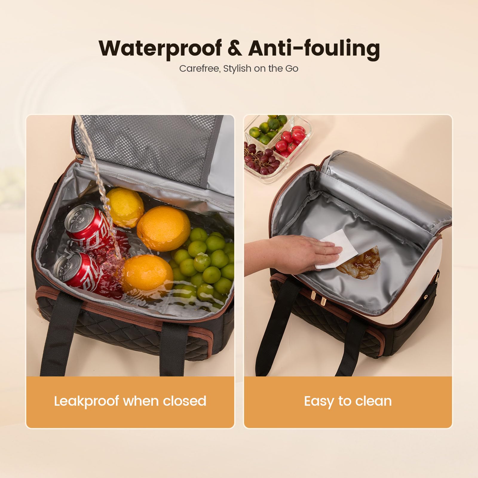 LOVEVOOK cooler features cup holder for a 40oz water bottle.