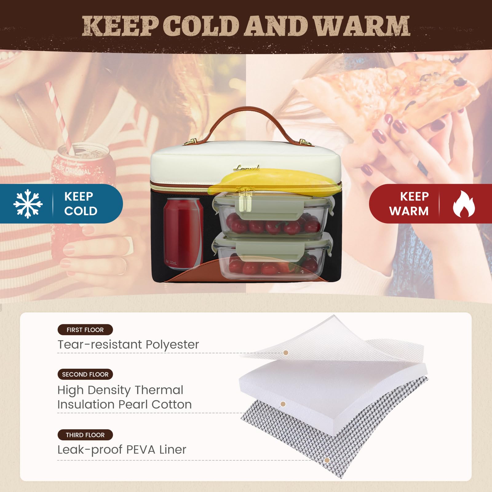 LOVEVOOK leak-proof liner demonstrates mess-free transport for sauces and snacks.