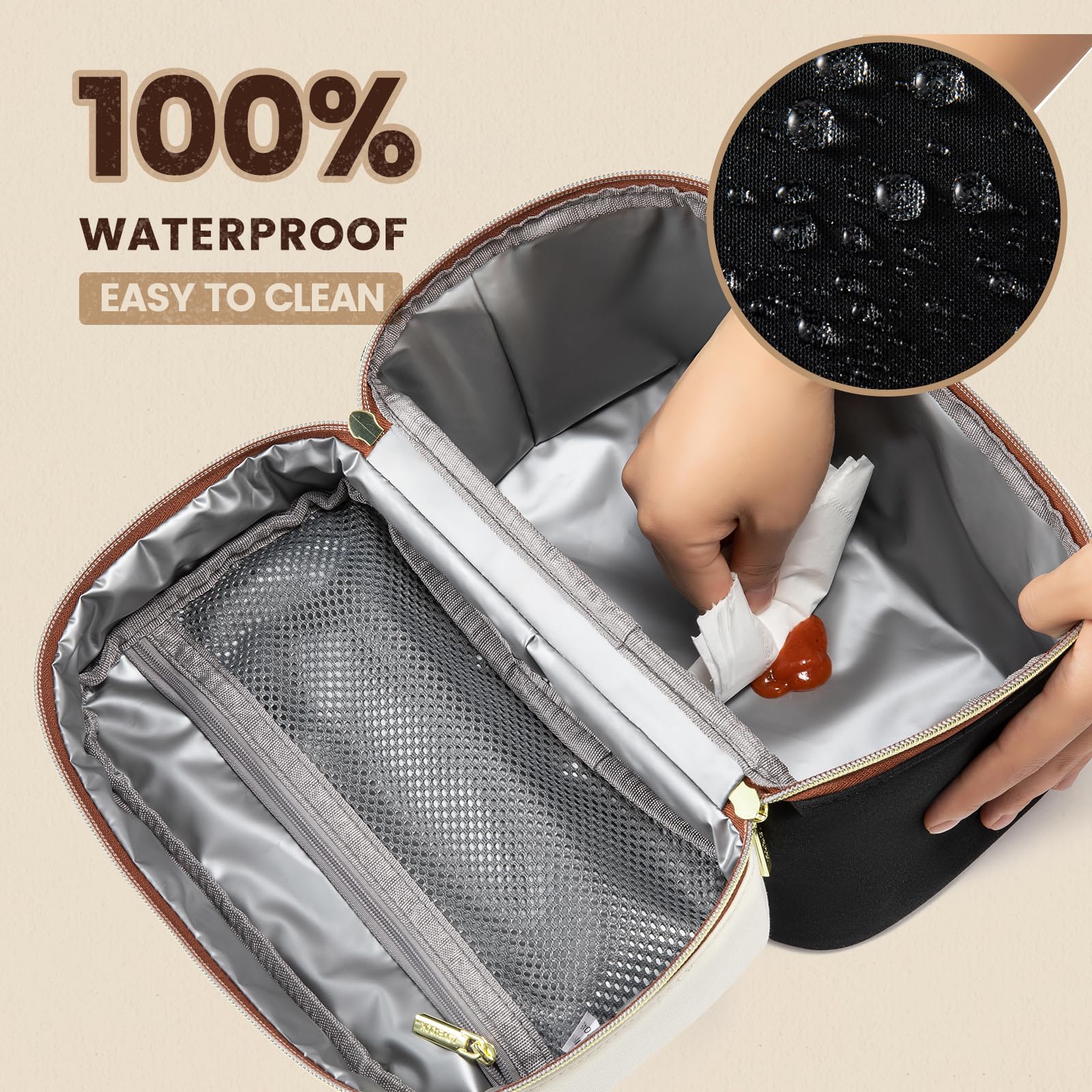 LOVEVOOK lunch bag leather handle and sturdy joints for reliable daily use.