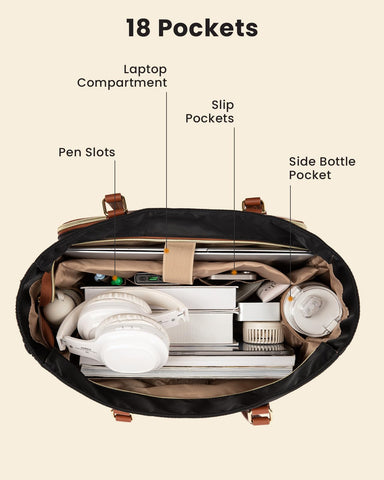 LOVEVOOK tote spacious enough for 15.6-inch laptop and lunch