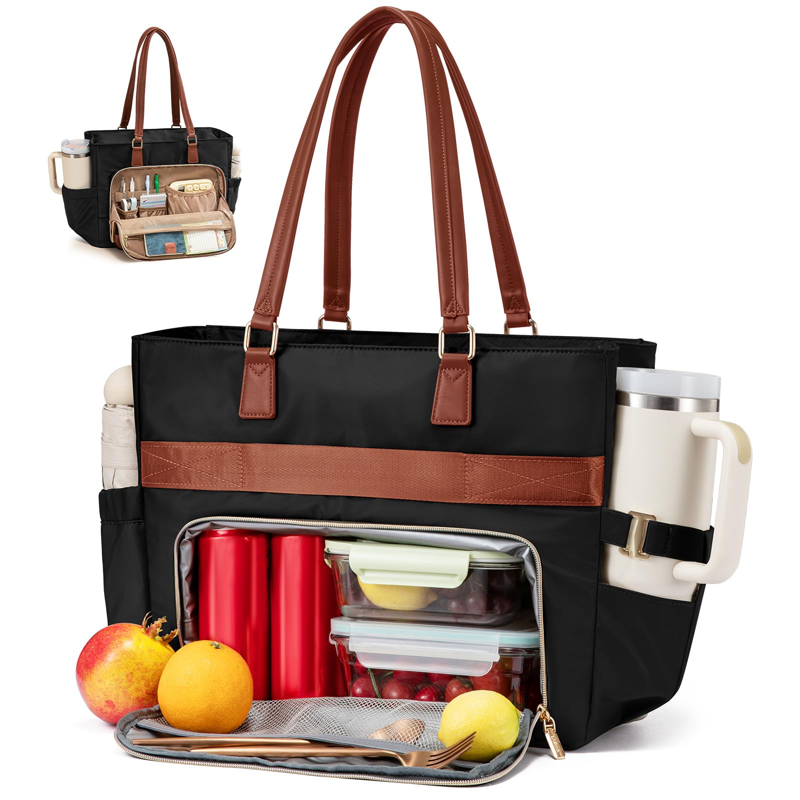 LOVEVOOK lunch tote bag front view showing 2-in-1 design for work and meals