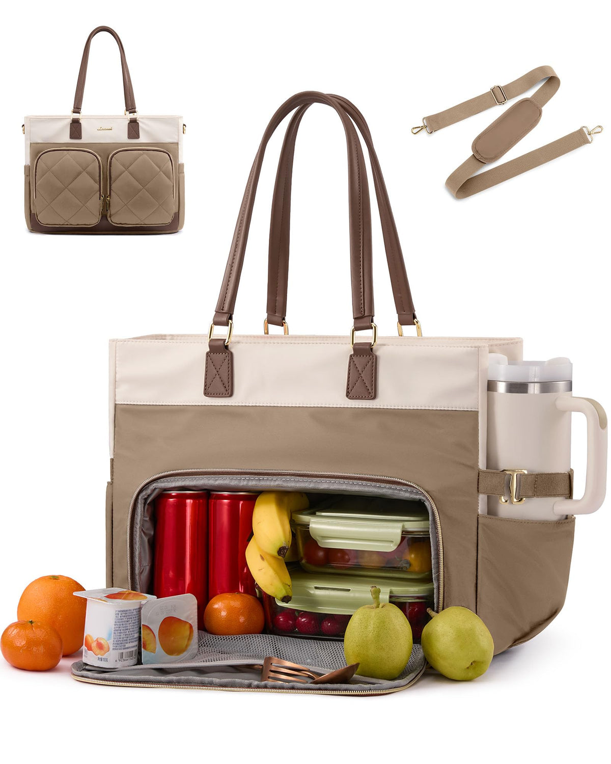 LOVEVOOK lunch tote with laptop sleeve keeps your laptop secure during commutes.