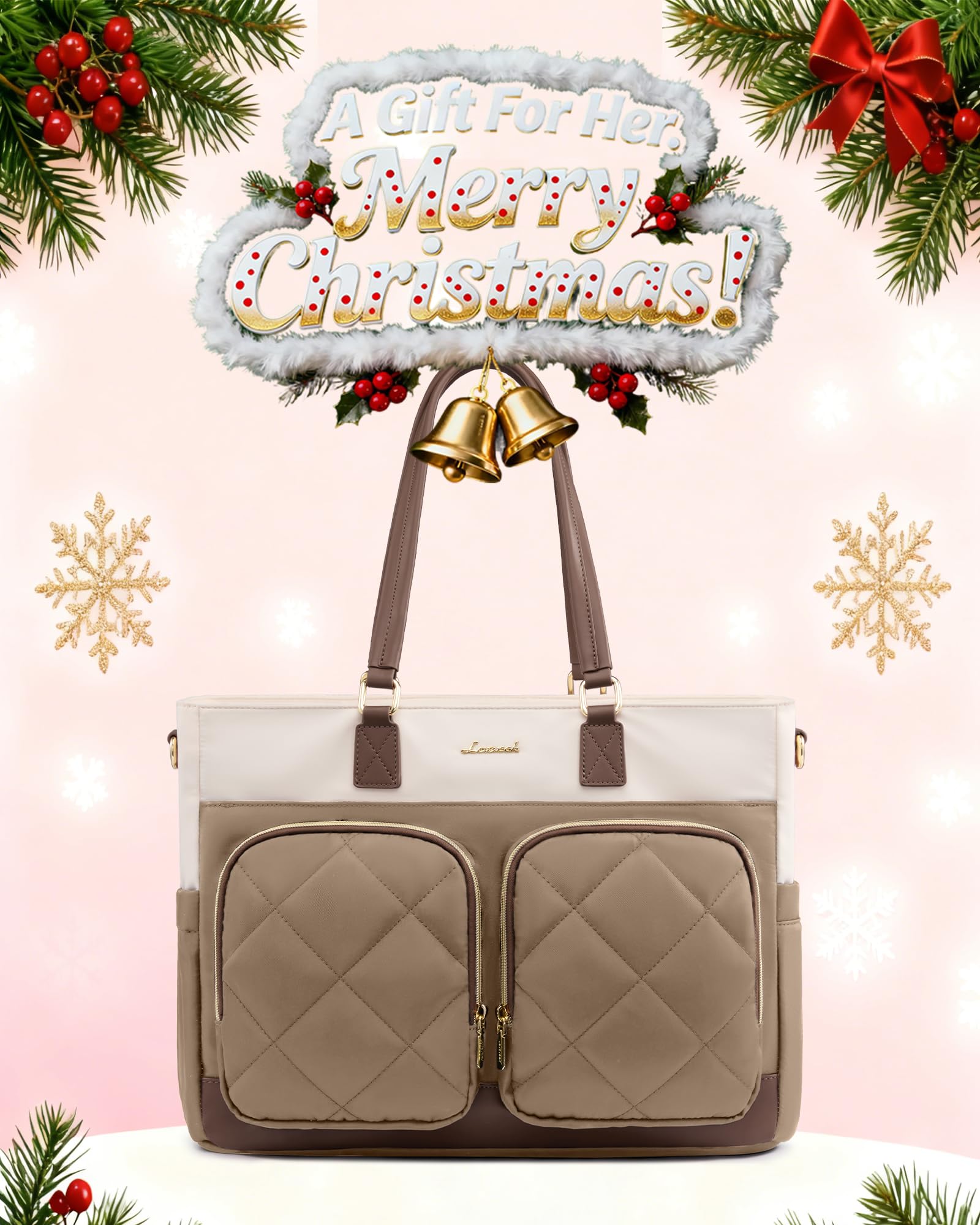 LOVEVOOK PU leather handles add a refined touch to a practical tote.