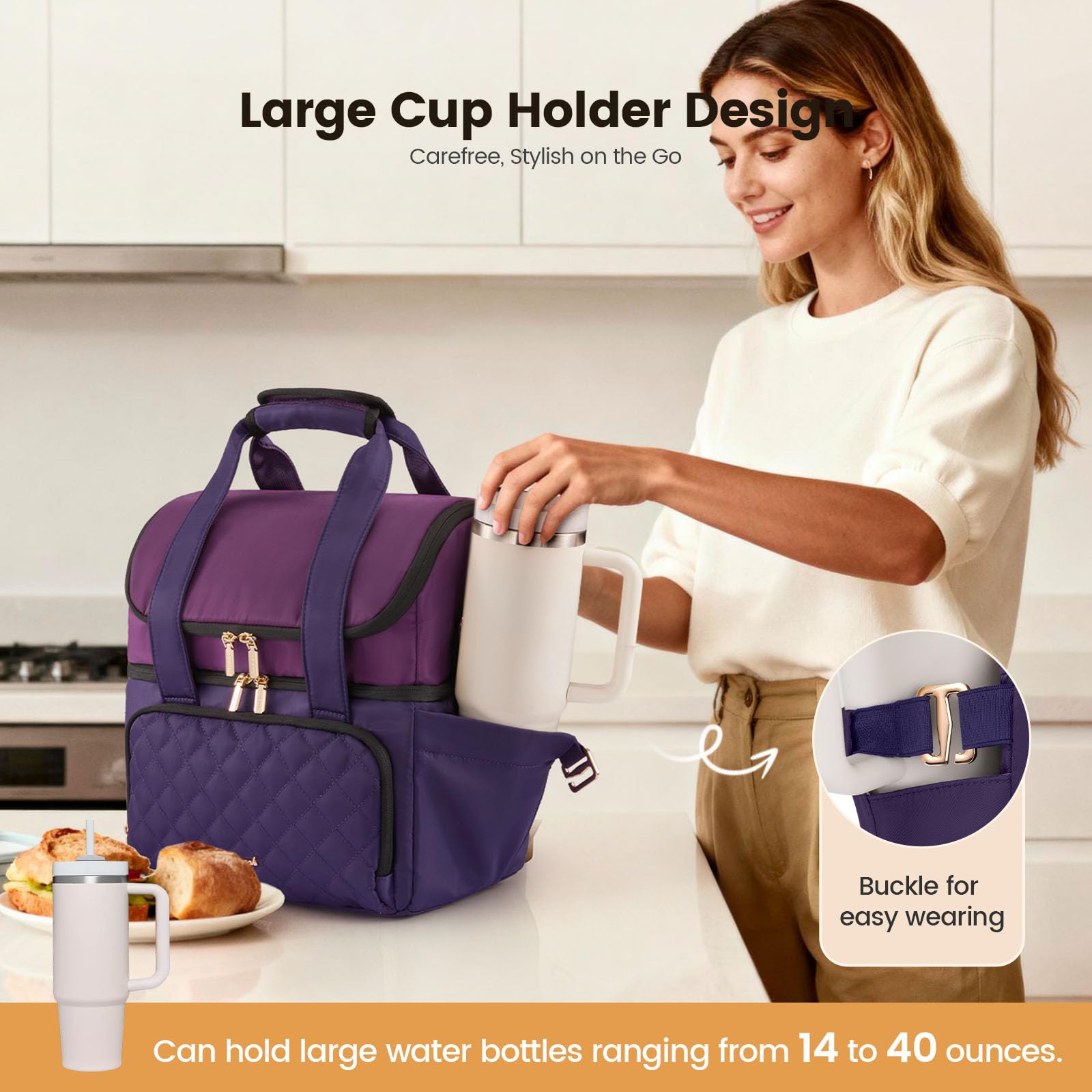 LOVEVOOK double-deck lunch bag keeps meals organized and stable on the go.