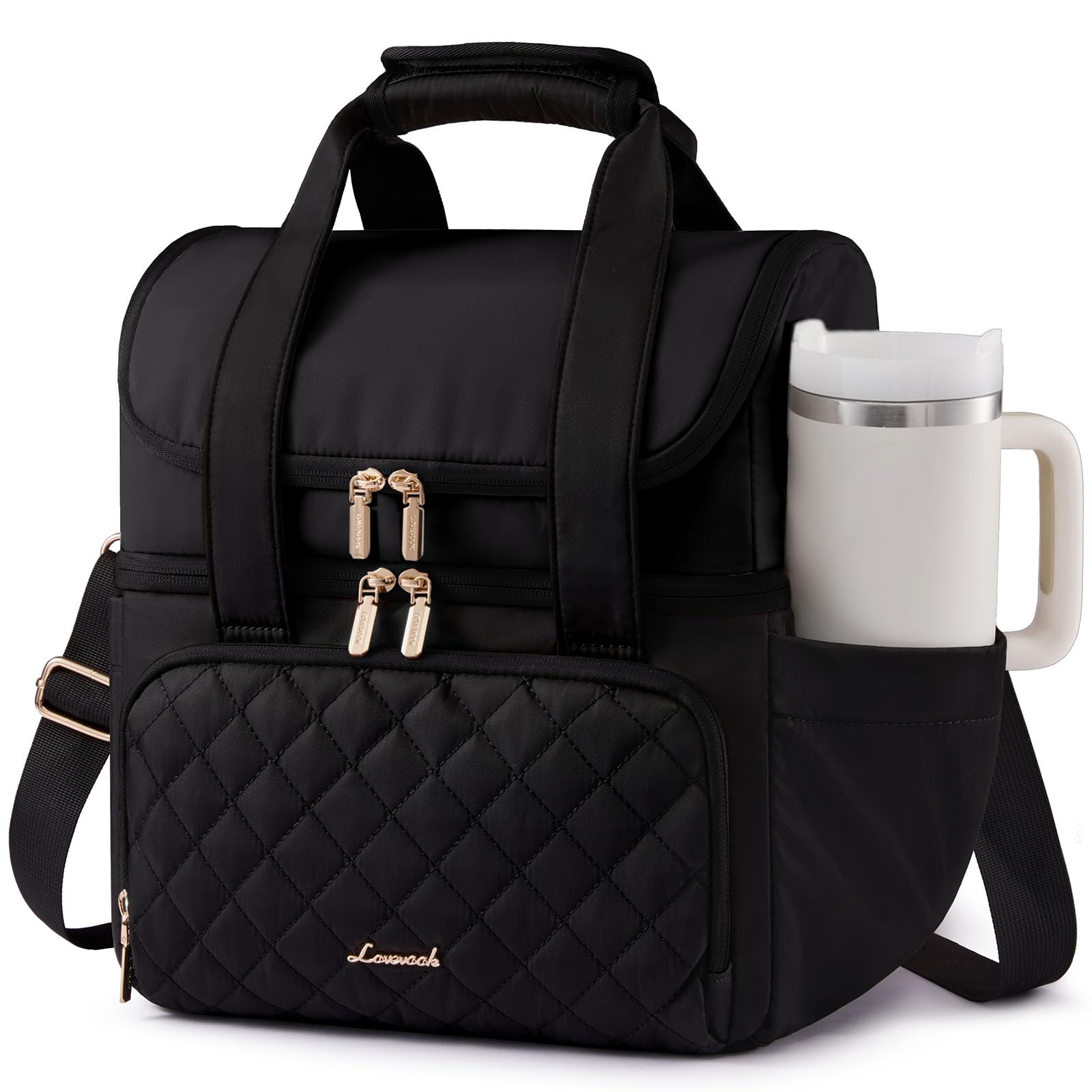 LOVEVOOK insulated lunch bag with a wide opening for easy meal access.