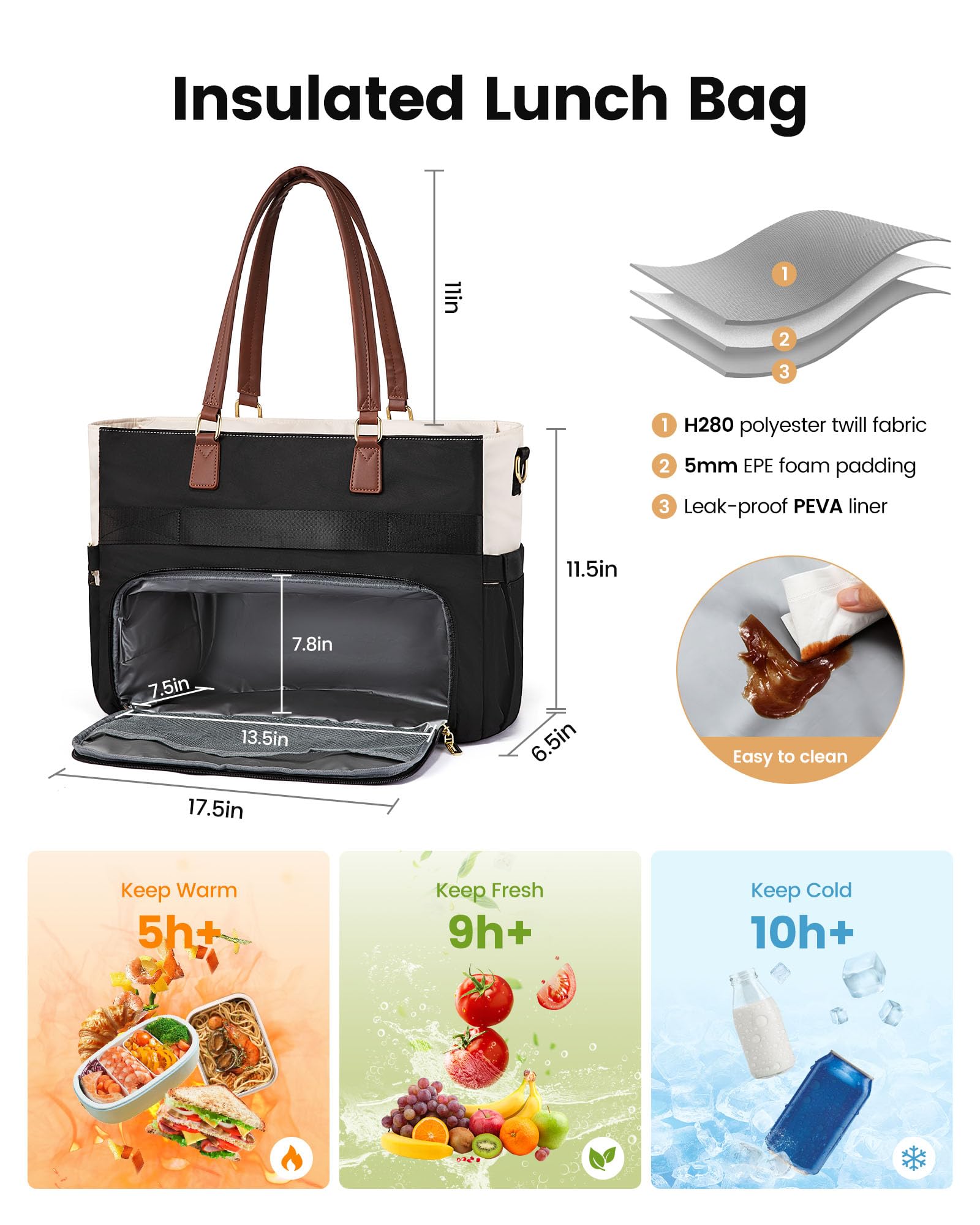 LOVEVOOK insulated laptop compartment fits up to 15.6 inches for daily work