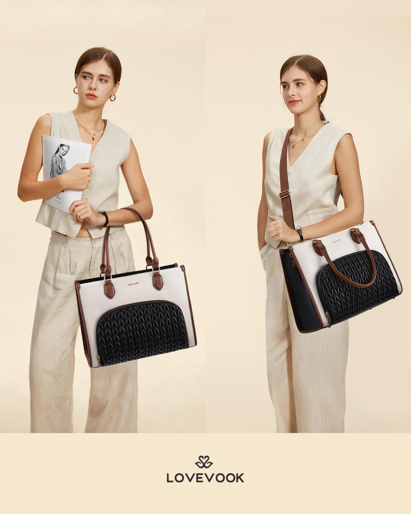 LOVEVOOK versatile tote for work, school, travel, and daily errands.