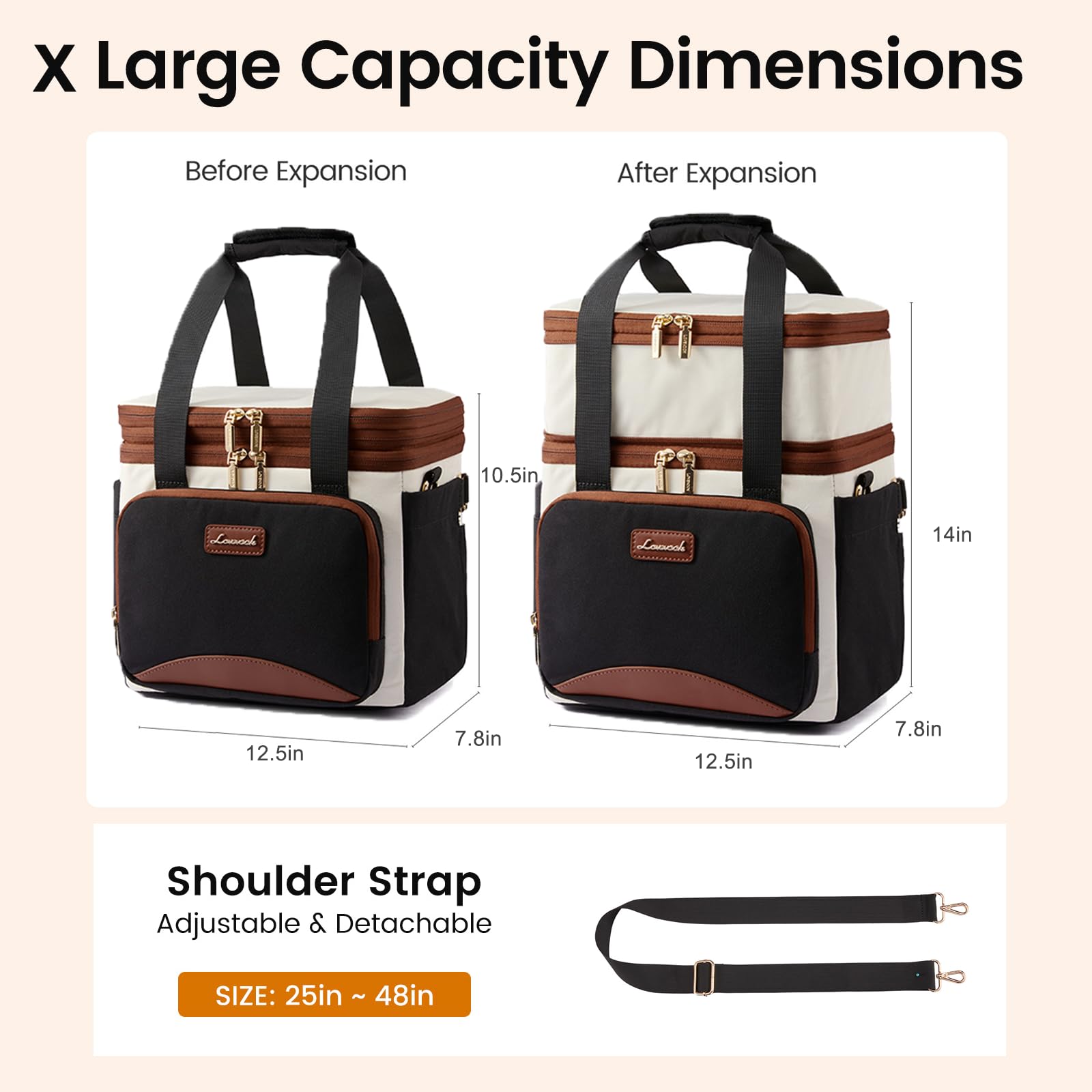 LOVEVOOK wide side pocket securely holds a 40oz bottle.