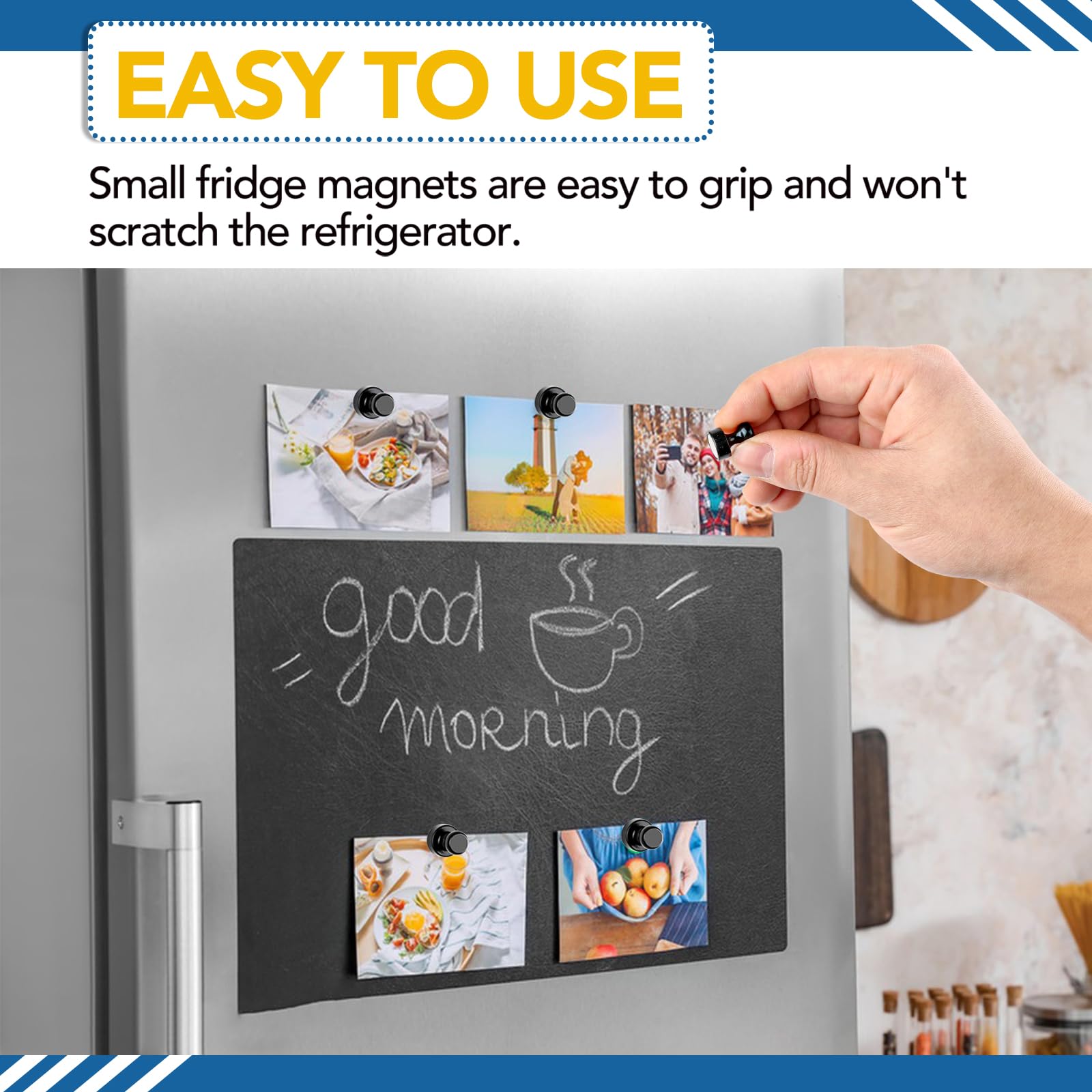 LOVIMAG black magnets provide a strong hold on an office calendar.