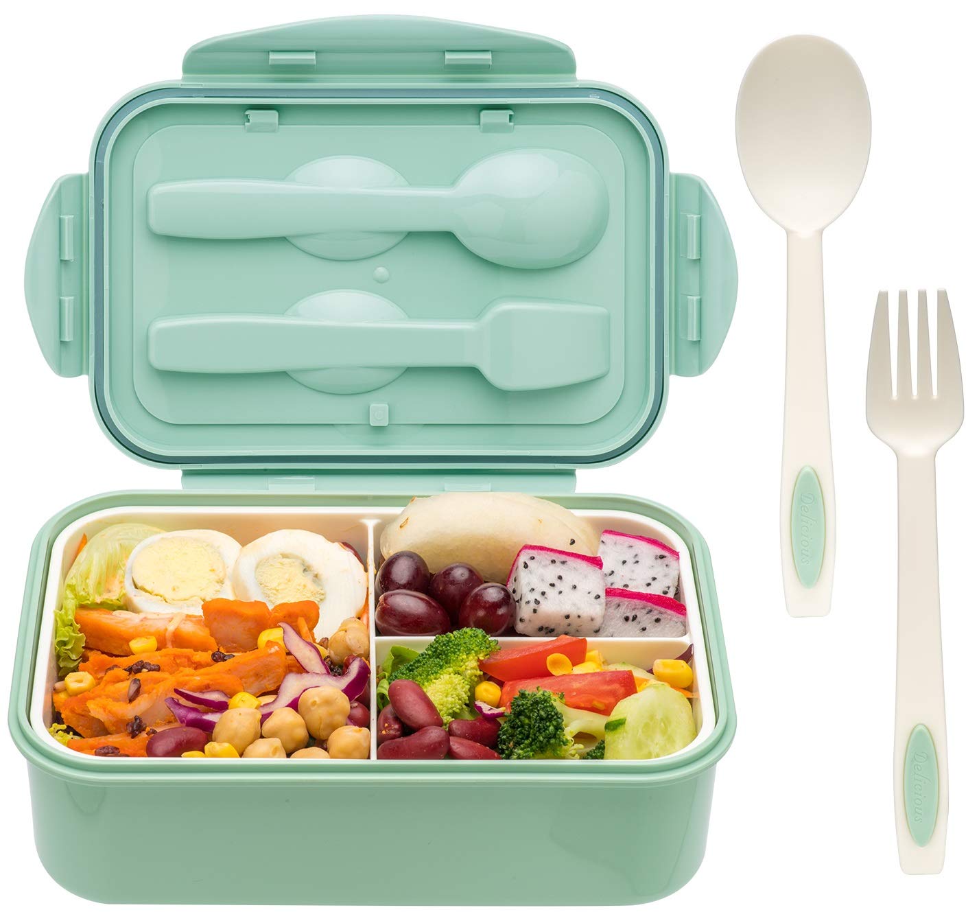 LOVINA bento box lunch container in green for portable meals on busy days