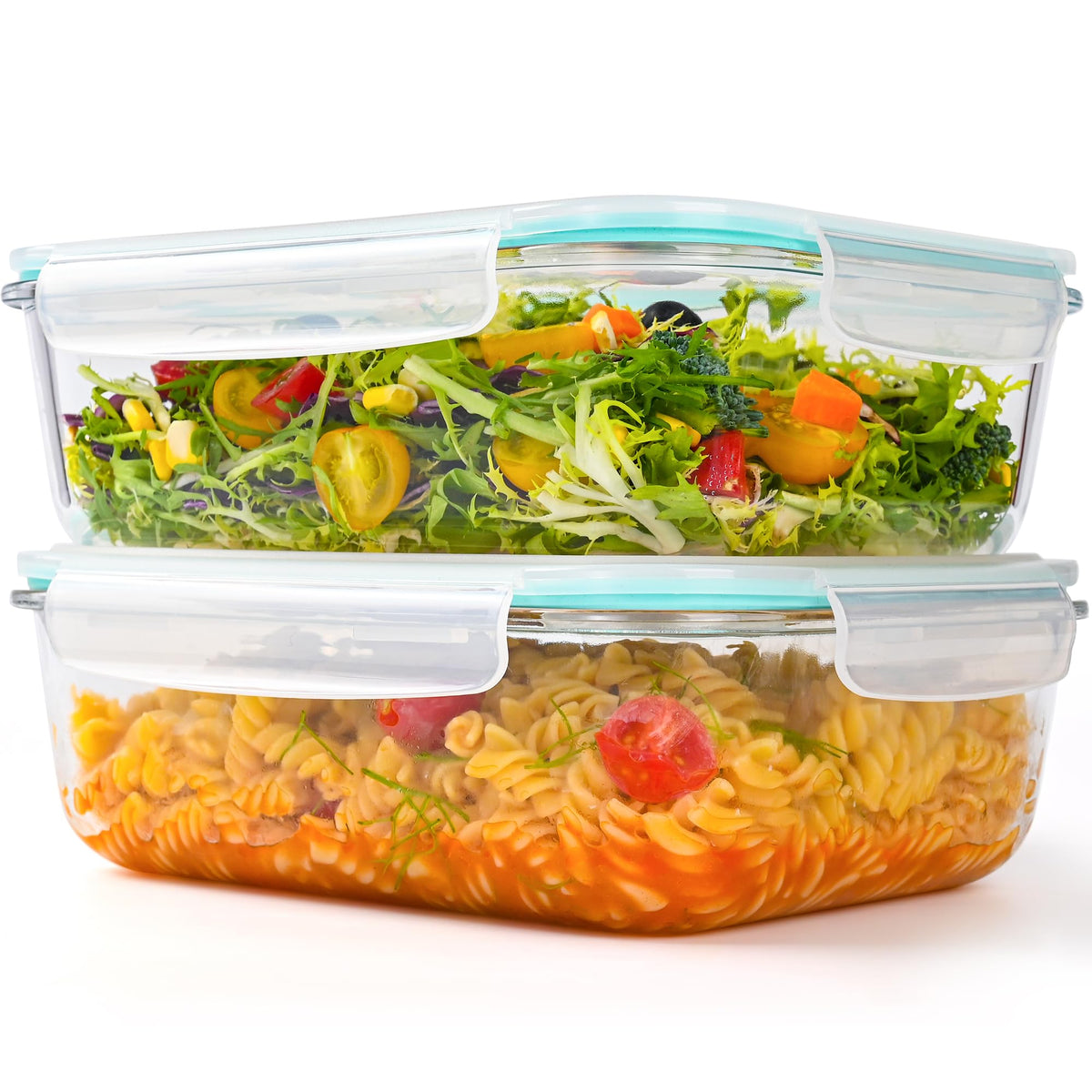 LOVYANXUE 2-pack large glass storage containers with airtight lids for versatile meal prep and fridge storage.