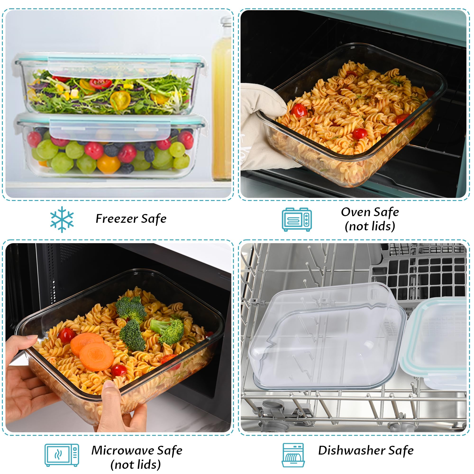 LOVYANXUE microwave and oven safe glass containers for convenient reheating.
