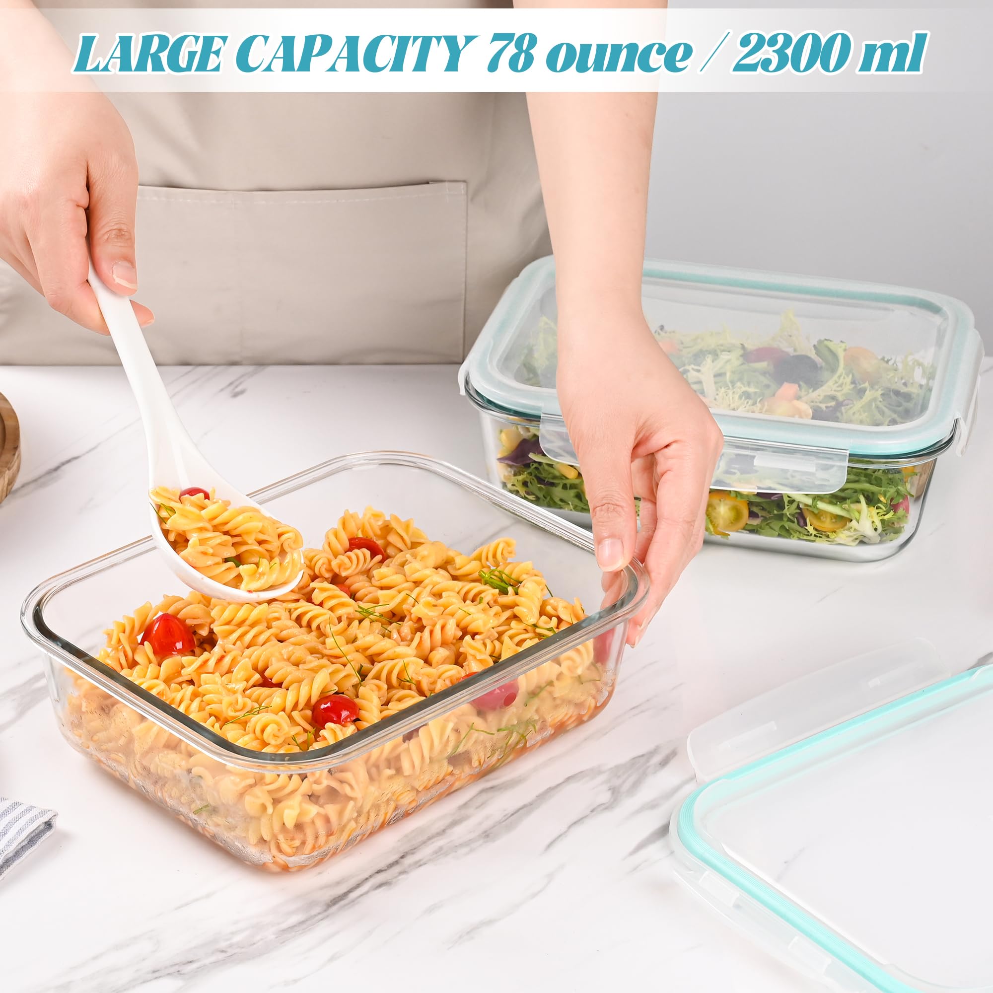 LOVYANXUE stackable glass containers save space in your fridge and cabinets.