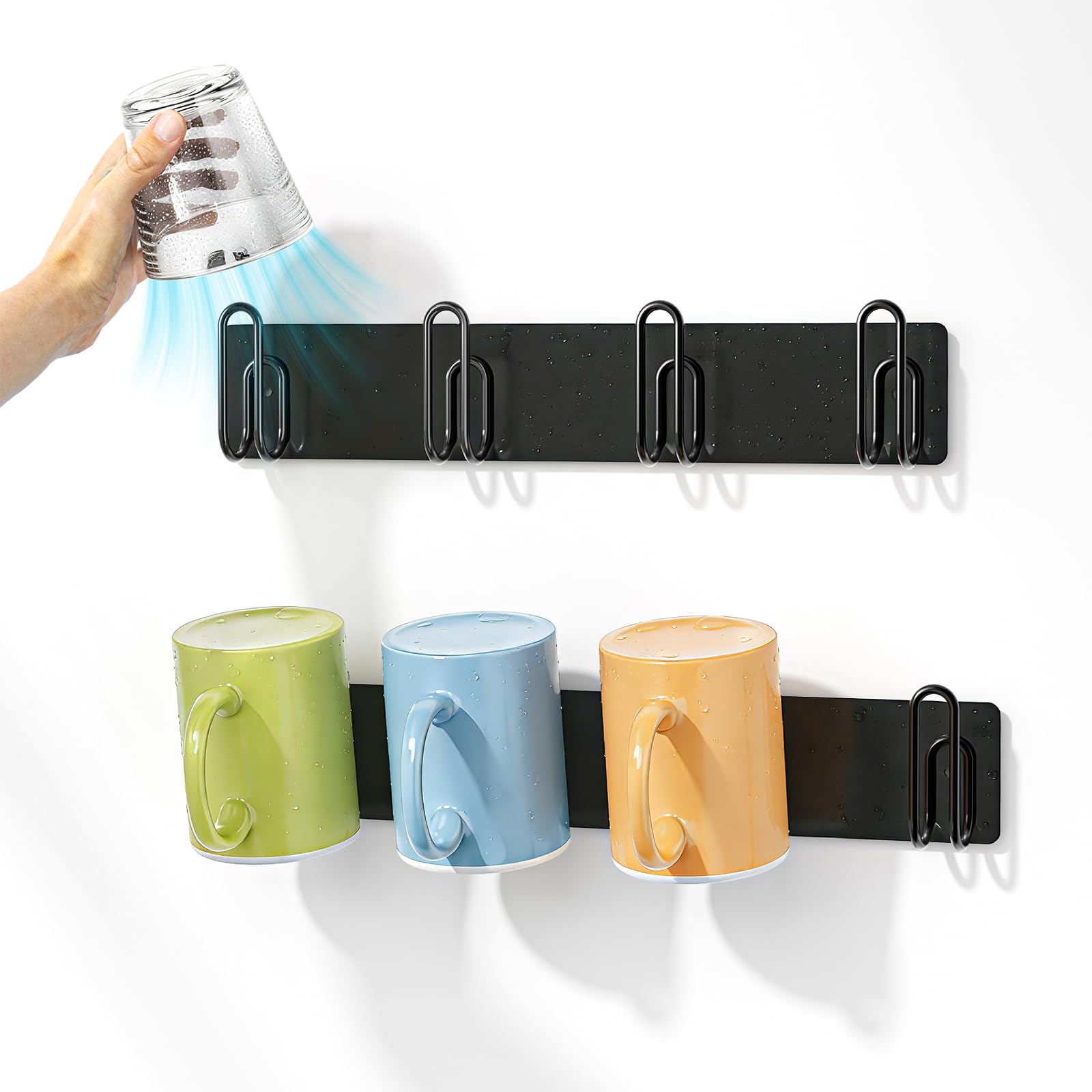 LOXSUN mug rack with rounded corners protects hands and mugs.
