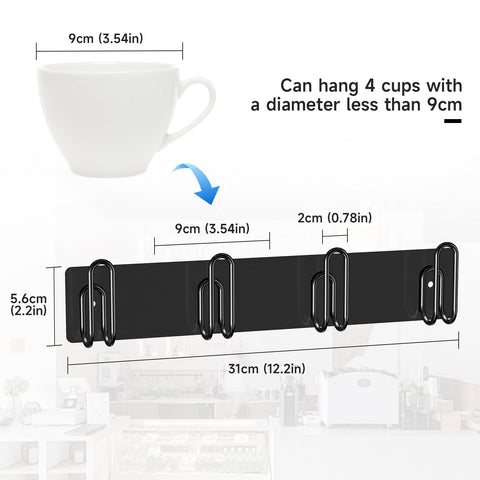 LOXSUN adhesive installation mug rack installed without drilling.