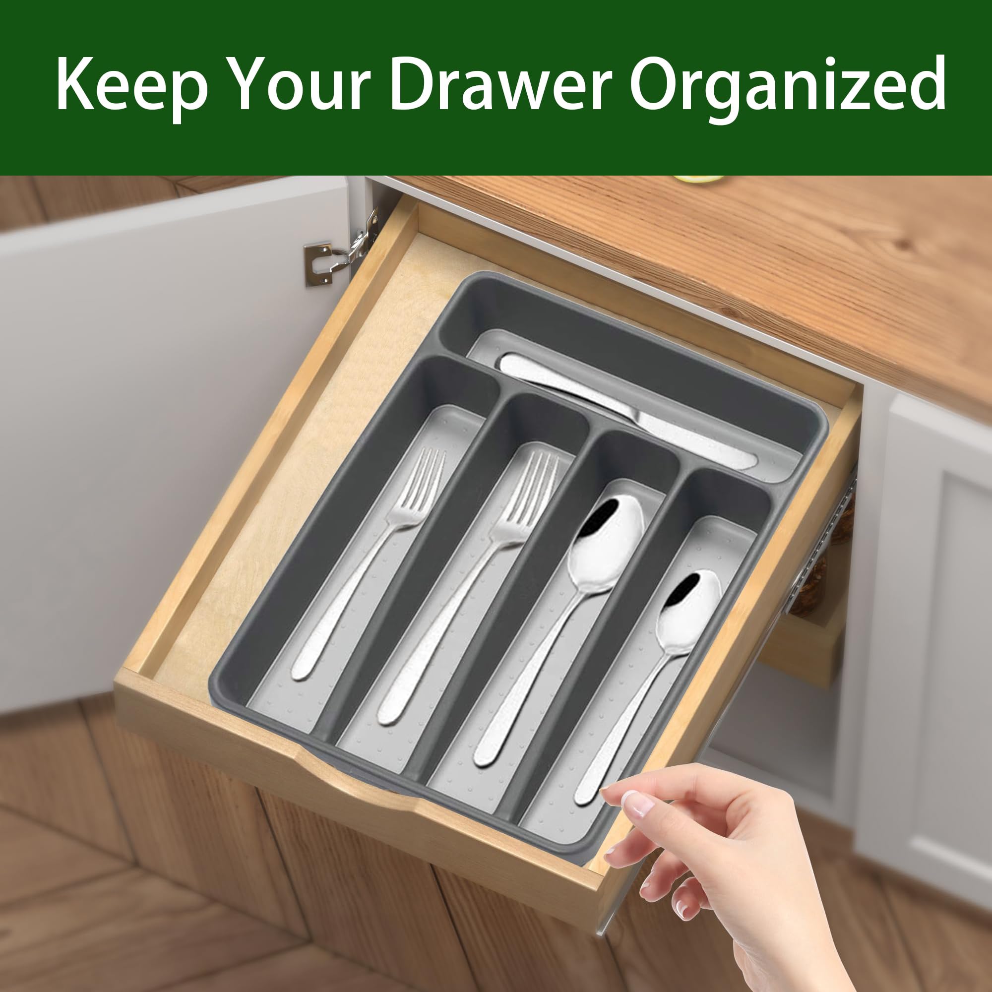 Loyareal utensil organizer with non-slip base secures items during drawer use