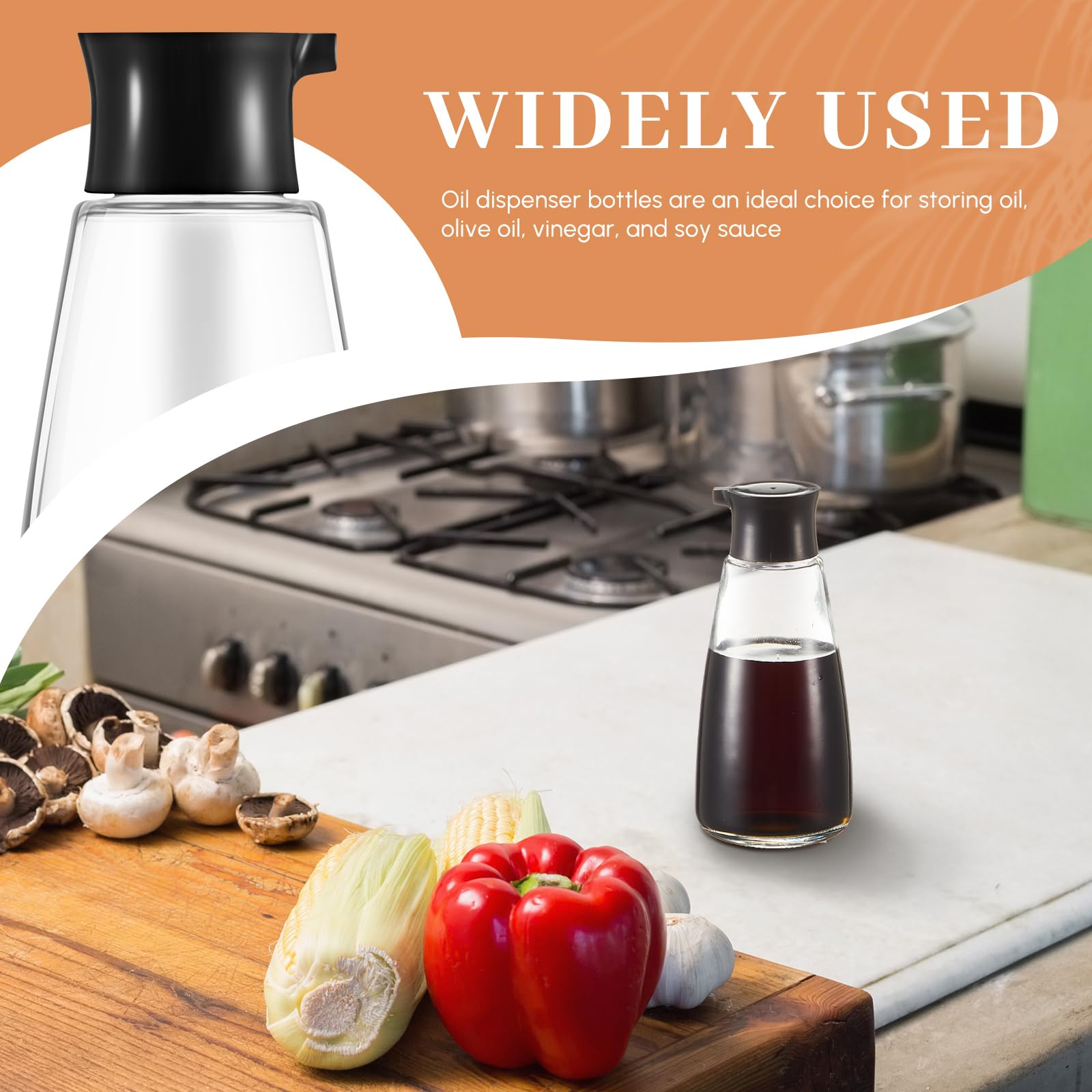LOYIM cruet dispenser black cap easy-fill design simplifies refilling and cleaning