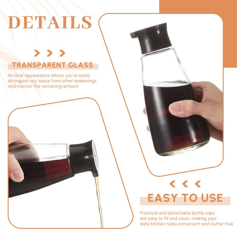 LOYIM cruet dispenser soy sauce container with transparent glass for quick identification