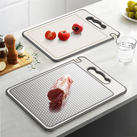 Lozovin cutting board reversible design with steel and wheat straw sides for versatile prep tasks