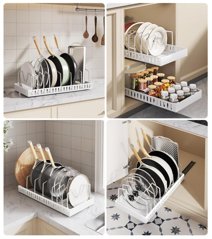 Lozovin two-pack kitchen organizer optimizes cabinet storage.