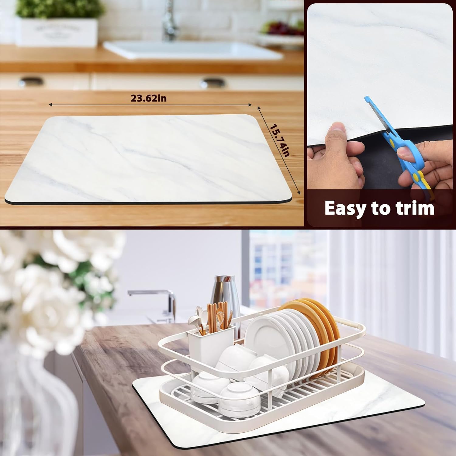 Lprmnnc dish mat back features waterproof rubber backing to prevent seepage