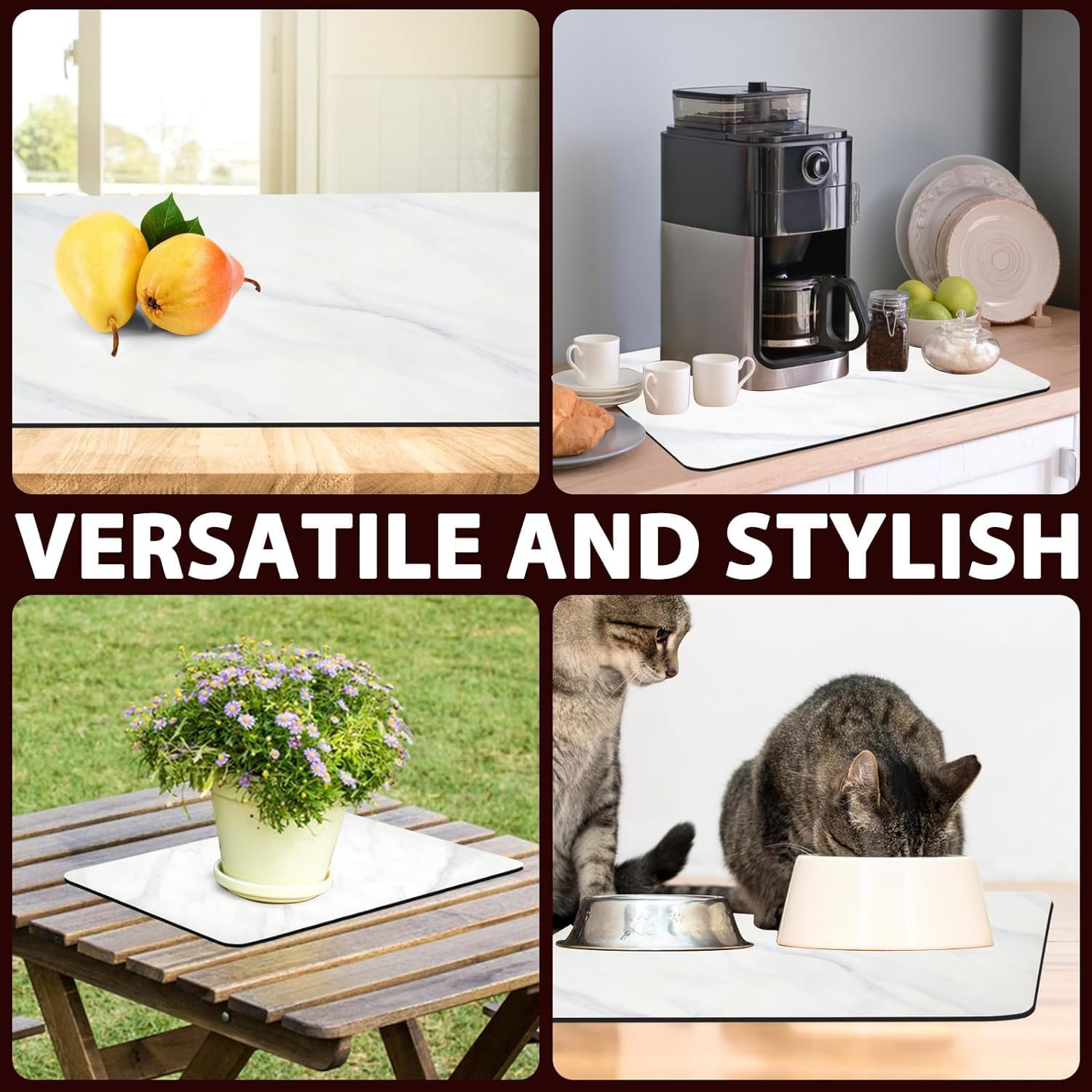 Lprmnnc white-marble mat with dishes drying space after meals