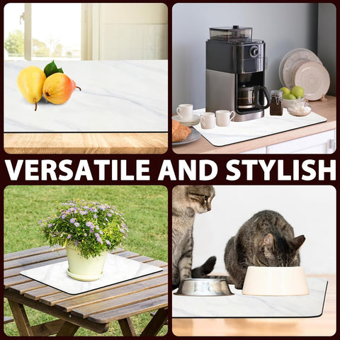 Lprmnnc white-marble mat with dishes drying space after meals