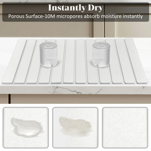 Lprmnnc Extral Large Stone Dish Drying Mat collapsed for easy drawer storage