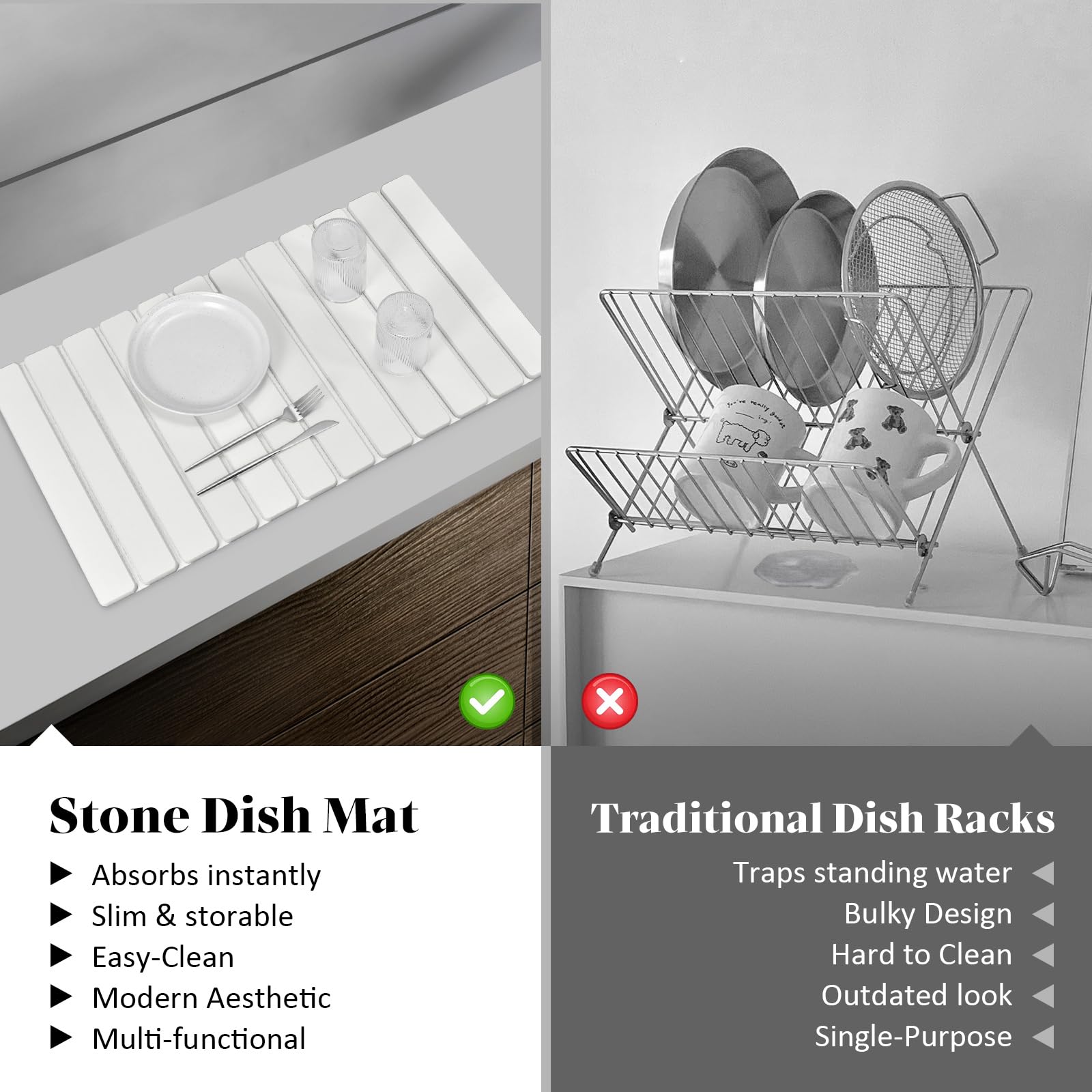 Lprmnnc Extral Large Stone Dish Drying Mat keeping cups and bottles dry
