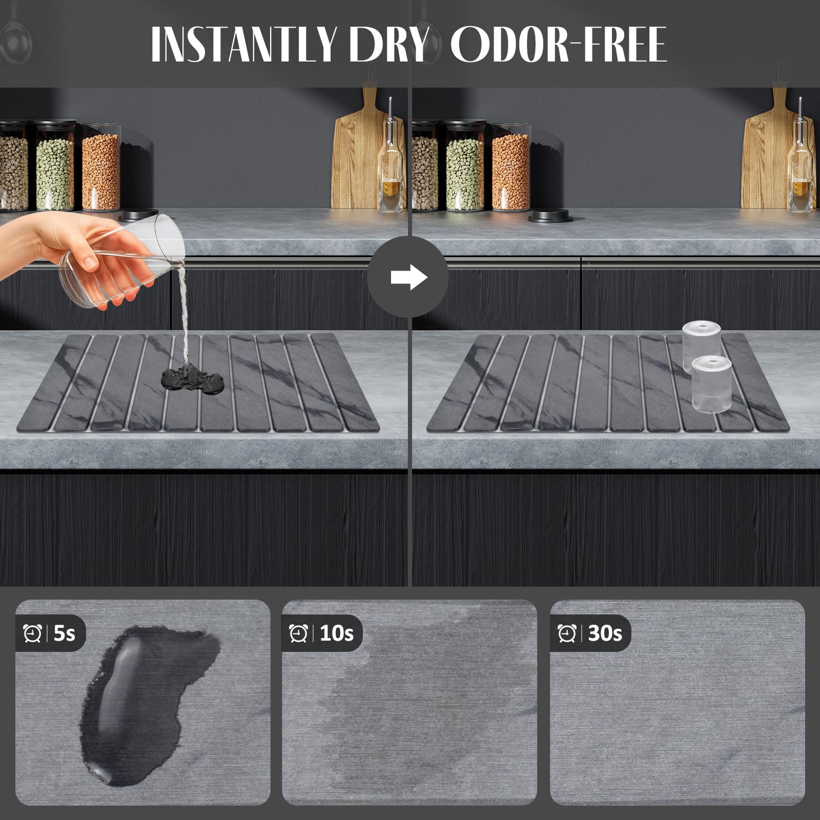 Lprmnnc foldable stone mat saves counter space when not in use