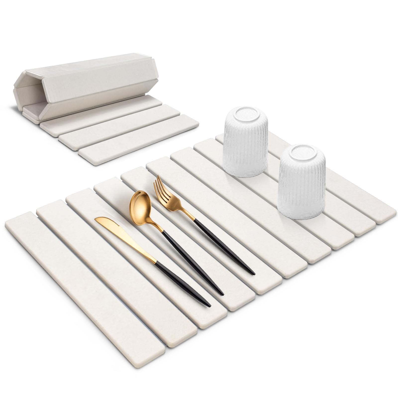 Lprmnnc large stone drying mat on counter drying dishes quickly