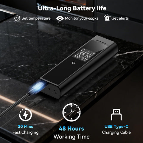 LPSUK bluetooth 5.3 thermometer for real-time monitoring on grill, oven, or smoker.