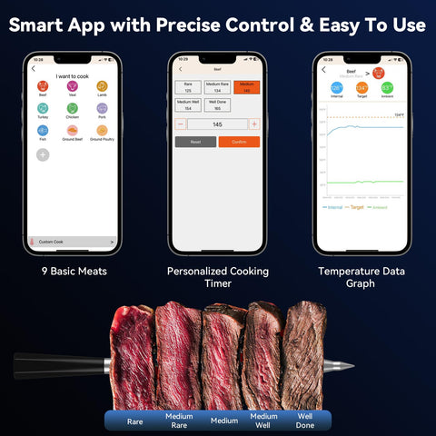 LPSUK rechargeable probes with USB-C charging for long, reliable cooking sessions.