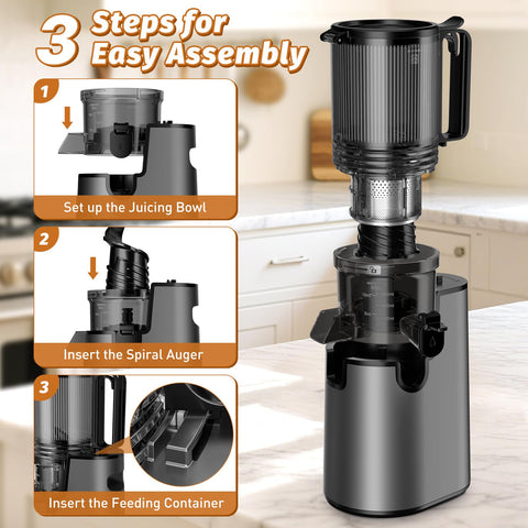LQZ compact black juicer fits into modern kitchen aesthetics.