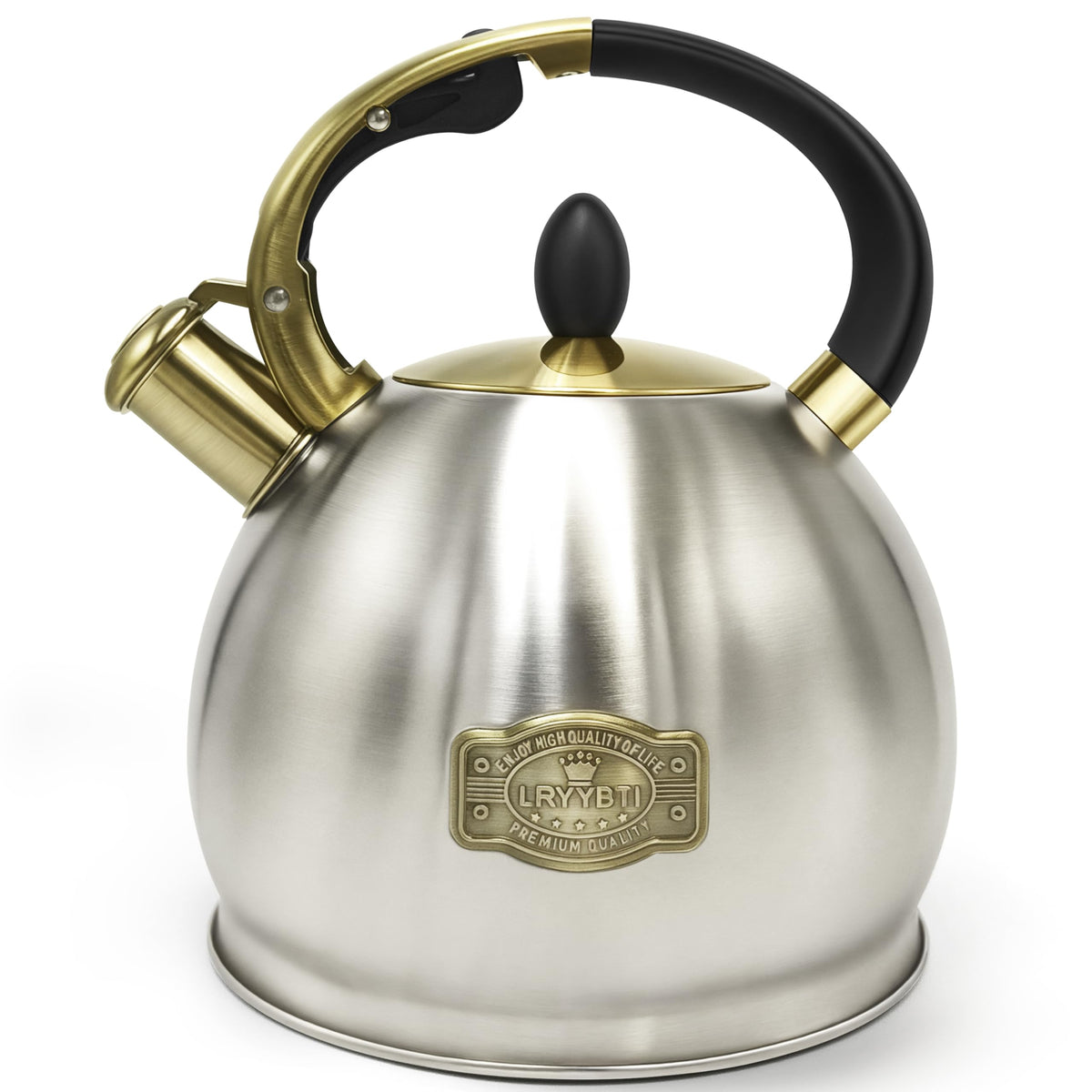 LRYYBTI stovetop whistling tea kettle with 5-layer base for even heating