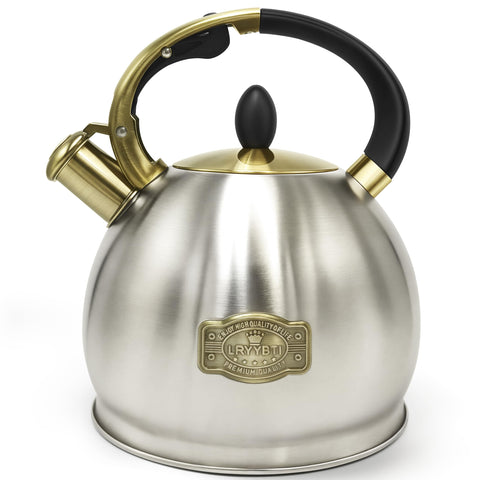 LRYYBTI stovetop whistling tea kettle with 5-layer base for even heating