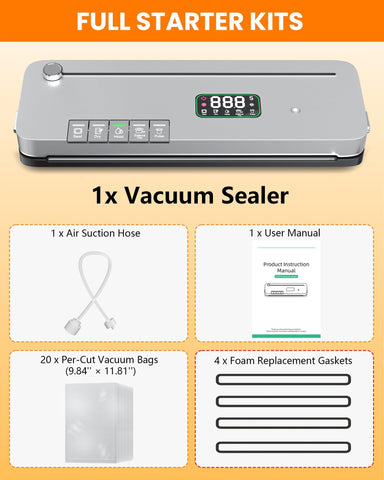 LSA Apparel in-use setup with jars and bags showing external VAC and versatile sealing.