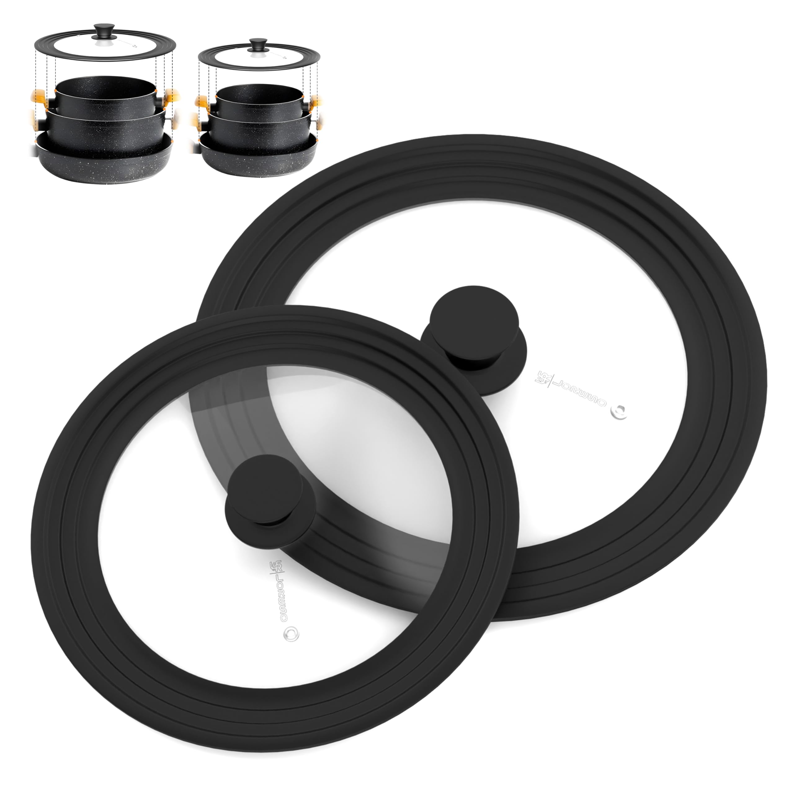 LSR LORESO universal lid with auto-size silicone rim fits 7.5–11.5 inch pots