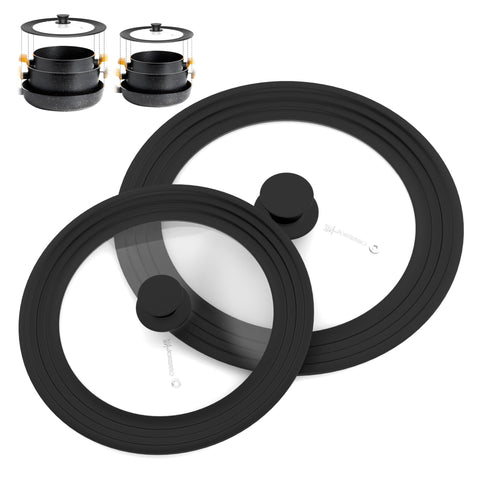 LSR LORESO universal lid with auto-size silicone rim fits 7.5–11.5 inch pots