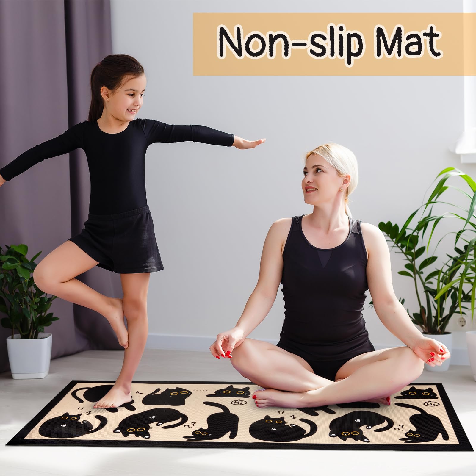 LSYDCARM Black Cat Mat easy care machine washable rug.