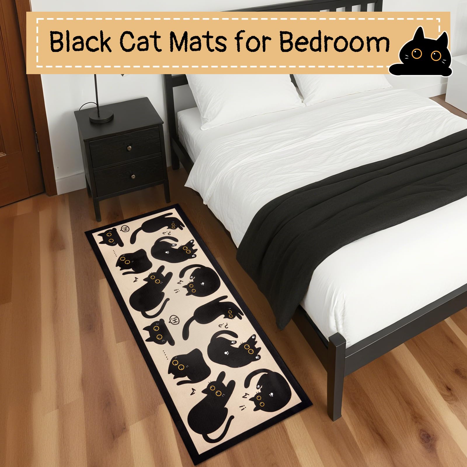 LSYDCARM Black Cat Mat 59x19 inch fits any corner with charm.