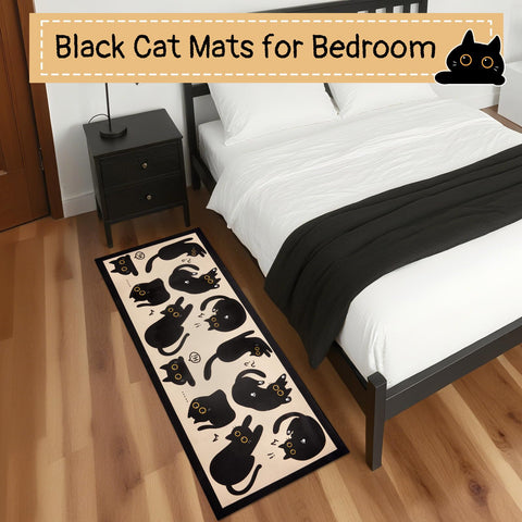 LSYDCARM Black Cat Mat 59x19 inch fits any corner with charm.