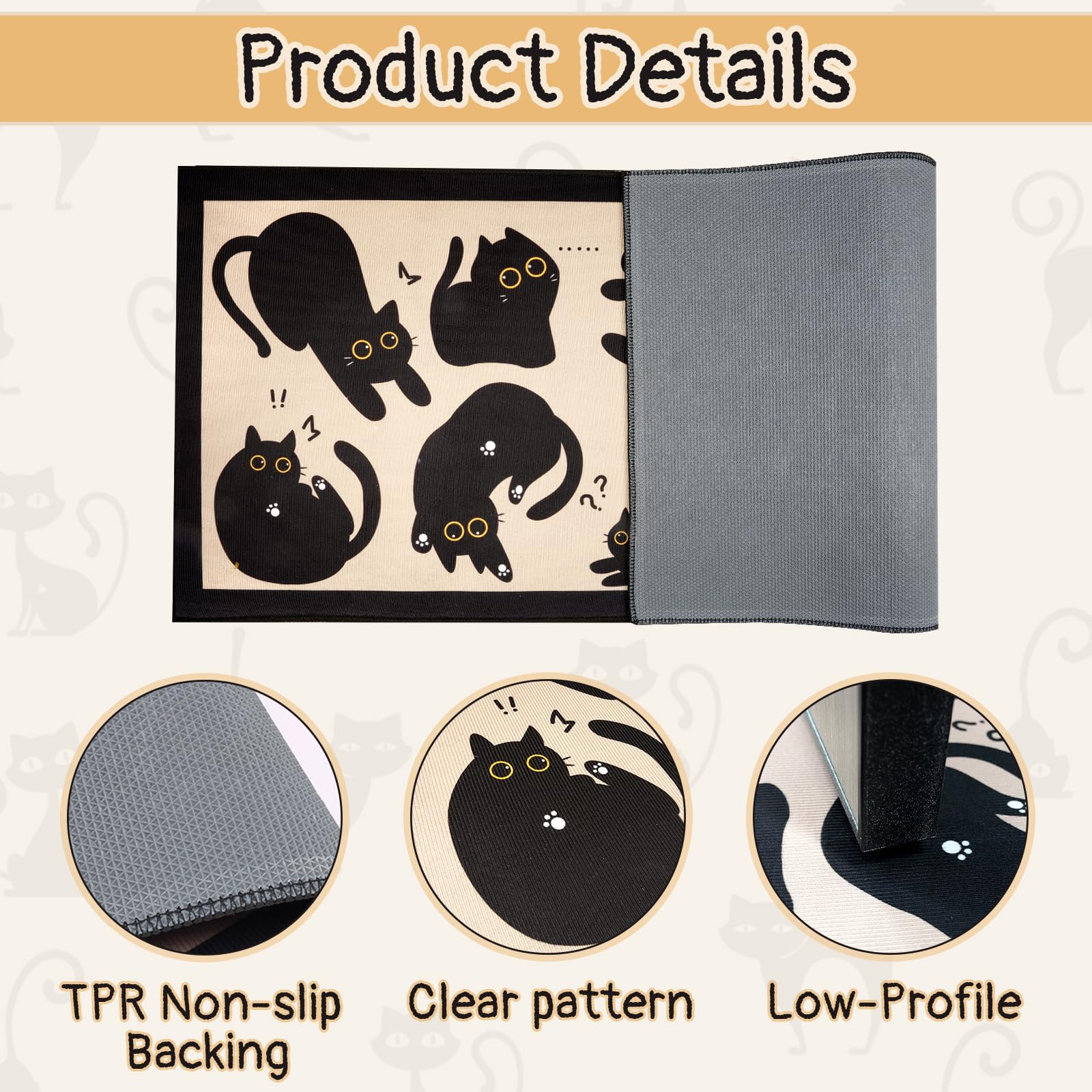 LSYDCARM Black Cat Mat kitchen entryway ideal for indoor and outdoor use.