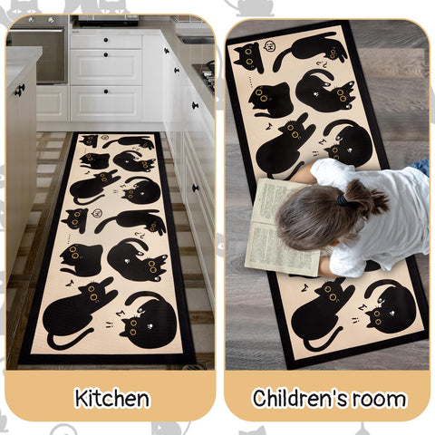 LSYDCARM Black Cat Mat non-slip back keeps mats in place.